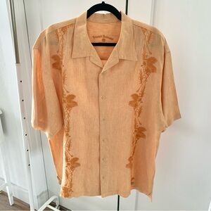 Tommy Bahama Orange Embroidered Linen Shirt